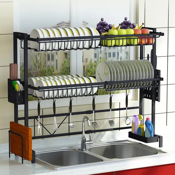 Over Sink Dish Rack, 25.59 Sink Rack Dish Drainer Dish Drying Rack for  Kitchen Organizer Storage Space Saver Shelf Utensils Holder Dish Rack Over  Sink 