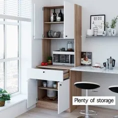کابینت ذخیره سازی آشپزخانه Skog Scandi Pantry سفید برای مایکروویو (سفید) (ورقه ورقه)