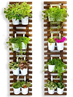 کاشت دیواری - 2 بسته ، گلدان های بزرگ آویز چوبی برای گیاهان در فضای باز ، باغ عمودی زنده ، دیوار گیاهان ، تزیین پایه ایستاده نگهدارنده گیاهان دیواری ، دیوار باغچه باغ برای صعود به گیاهان
