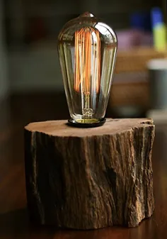بولوس رایگان لامپ شامل لامپ صنعتی لامپ ادیسون Vintage با پایه چوب رانش - لامپ E27 / 110V / 40W - چراغ قابل تنظیم قابل تنظیم - چراغ میز میز چراغ روستیک کشور سبک