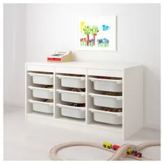 TROFAST ترکیب ذخیره سازی با جعبه - سفید / سفید - IKEA