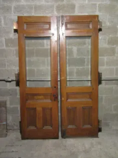~ ANTIQUE DOUBLE DOUBLE ENTRANCE FRENCH DOORS GLVELED GLASS ~ 60 X 95 ~ SALVAGE