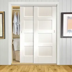 دو درب کمد کشویی و کادر قاب - درب شاکر - سفید سفید