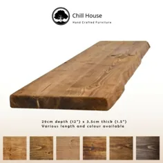 Rustic Live Edge Floating Shelf Wood Solid Chunky Dark Oak Handmade 12x1.5 |  eBay