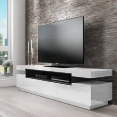 تلویزیون بزرگ و براق سفید Evoque با قفسه خاکستری - هارلو