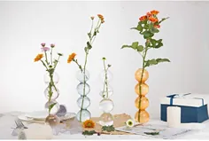 گلدان گلدان شیشه ای حباب کریستال- 9 "× 2.4" گلدانهای گل آرایی ظروف گلدان تزئینی مدرن گلدان Hydroponics 4 ظرف شیشه ای برای تزئین دکوراسیون دفتر خانه (زرد مایل به قهوه ای)