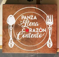 تابلوی چوبی آشپزخانه اسپانیا Cocina Panza Llena Corazon |  اتسی