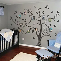 قاب عکس MairGwall Photo Tree Wall Decals دیوار تابلوچسبهای دیوار Family Tree Decal Nursery Wall Art - Black Lucky Tree 96 "