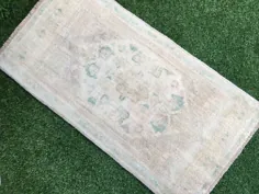 فرش خاموش ترکی فرش Vintage Oushak فرش کوچک RugMat |  اتسی
