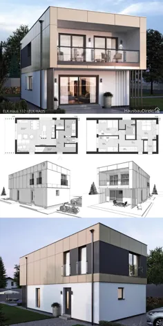 یک خانه مدرن به سبک باهاوس با سقف مسطح ، خانه باریک تک خانواده ، 130 متر مربع ، 4 اتاق بسازید