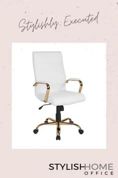صندلی اجرایی سفید + طلای با پشتوانه بالا