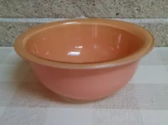 کاسه مخلوط Pyrex Pink و Peach 322 Nesting Bowl با ته ته - 1980s - 7 اینچ قطر - Vintage - Corning New York