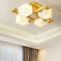 Cube Shade LED Flush Mount Light به سبک ژاپنی و چراغ سقفی شیشه ای شیشه ای برای دفتر نزدیک به چراغ های سقفی