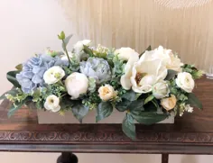 گل آرایی گلخانه |  گل آرایی کرم آبی روشن |  قطعه گل میز - گل عروسی - قطعه دکوراسیون منزل