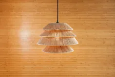 سایه لامپ بامبو ، چراغ آویز مدرن ، چراغ سقفی ، چراغ سقفی مدرن ، سایه لامپ حصیری ، چراغ سقفی لوستر