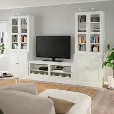 ترکیب BRIMNES تلویزیون / درب های شیشه ای - سفید - IKEA