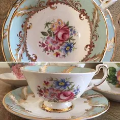 ANTIQUE RIDGWAY فنجان و نعلبکی چای طلای صورتی 1860 |  اتسی