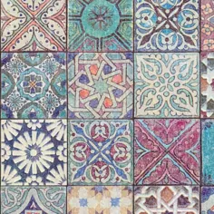 کاغذ دیواری جلوه کاشی به سبک مراکشی / کرواتی |  چند رنگ