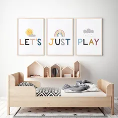 مجموعه ای از 3 چاپ ، بیایید فقط دکور Playroom را بازی کنیم ، قابل چاپ برای کودکان ، مجموعه ای از 3 هنر قابل چاپ ، بهترین موارد فروش ، مجموعه قابل چاپ Playroom 3