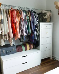 راه حل های کمد فضای کوچک واقعی: چگونه لباس های خود را در فضای باز آویزان کنیم بدون اینکه به نظر برسد مانند یک آشفتگی