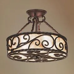 Natural Mica Collection 15 "Light Wide Iron Ceiling Light - # 91582 | لامپ های Plus