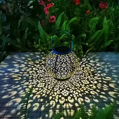 چراغ آویز در فضای باز فانوس خورشیدی چراغ آویز فلزی تزئینی باغ چراغ میز ضد آب برای پاسیو ، حیاط ، تزئینات مهمانی (1 بسته ، آبی تیل)