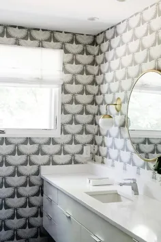 کاغذ دیواری قابل جابجایی گله پرچین Genevieve Gorder - انتقالی - حمام