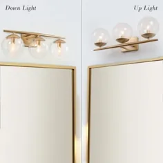 Uolfin Modern Brass Bathroom Bath Vanant Light Brianna 3-Light Wall Wall Wall Sconce Bath Vanity Light with Clear Globe Glass Shades-Q36NNBHD2359186 - انبار خانه