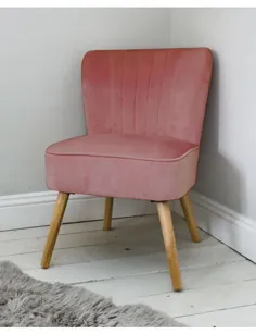 صندلی های گاه به گاه صدفی مخملی با پاهای چوبی
