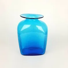 گلدان گلدان Blenko Glass 6420 Shoulder Vase Ribbed Optic Blue Floor Joel Myers Lrg 11in |  eBay