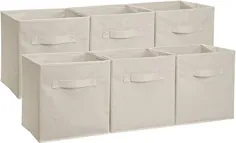 سازنده مکعب های پارچه ای قابل جمع شدن آمازون با دسته ، بژ - بسته 6 عددی