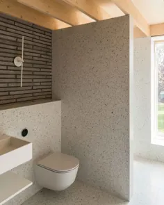 بردلی ون در استرایتن در اینستاگرام: "حمام آرام #BVDSLongBrickHouse - مواد اولیه تیرچه های برجسته و آجرکاری در برابر دیوارهای پوشیده شده با تراس.  ما این را دوست داریم ... "