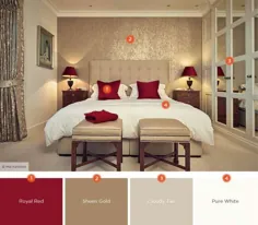 11+ بهترین طرح های رنگی اتاق خواب کرم مجموعه خاکستری قرمز