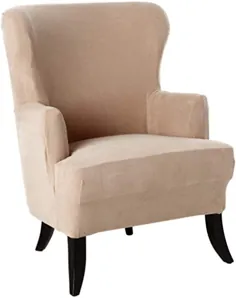 روکش صندلی بالدار کششی للن ژاکارد - پوشش محافظ قابل استفاده مجدد برای اتاق ناهار خوری دکوراسیون منزل و غیره قابل شستشو با دست قابل شستشو (مجموعه 1 عددی)