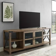 Welwick Designs 70 in. Stand TV Composite ساخته شده بارنوود با تلویزیون های حداکثر 78 اینچ با درهای ذخیره سازی-HD8119 - The Home Depot