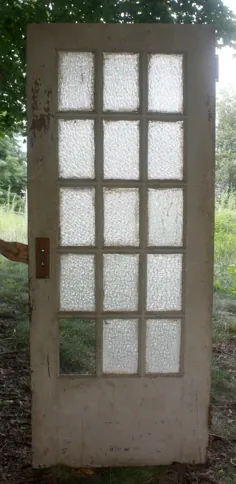 ورودی 32x78 عتیقه چوب خارجی ورودی پنجره درب فرانسه شیشه ای سبک Lite