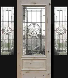 طرح شیشه ای سفارشی شیشه ای سرب چراغ راهنمایی Texas Star Door 2