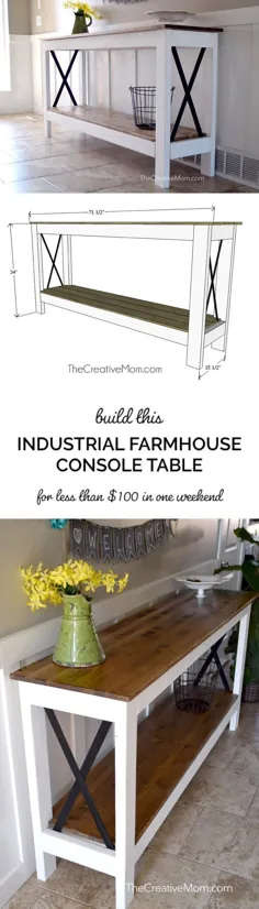 میز کنسول Farmhouse Industrial (برنامه های ساختمانی رایگان)