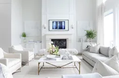میز کوکتل سفید و طلایی با صندلی های لهجه ای سفید - انتقالی - اتاق نشیمن