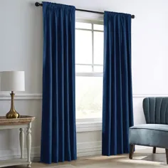 پرده تیره اتاق خواب مخملی رویای Casa Royal Blue برای اتاق نشیمن پرده پنجره پشتی جیب عایق حرارتی 2 پانل 52 "W x 84" L