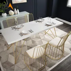 ست میز ناهار خوری فضای باز چوبی سفید فلزی و لوکس