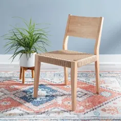 طناب چوبی و بافته شده صندلی غذاخوری مورگان مجموعه ای 2 تایی