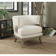 صندلی لهجه ای پشت بشکه ای سفید و خاکستری هوا - Walmart.com