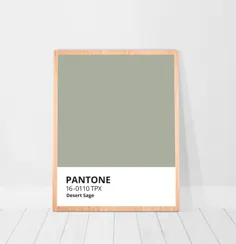 دانلود دیجیتال Pantone Sage Color Print ، پوستر Sage Green ، دیوارپوش دکور سبز Sage ، قابل چاپ Minantistic Green Pantone