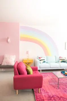 دیوار نقاشی رنگین کمان DIY