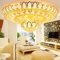 چراغ سقفی کریستال LED LED طلایی زیبا نصب شده در اتاق خواب اتاق نشیمن روشنایی لوتوس