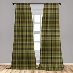 پرده پنجره پرنعمت قابل شگفت انگیز ، الگوی سنتی تارتان بریتانیایی اسکاتلندی در طرح های یکپارچه با طرح راه راه سبز ، تابلوهای تزئینی سبک 2 ست جیب دار ، 56 "x 84" ، چند رنگ