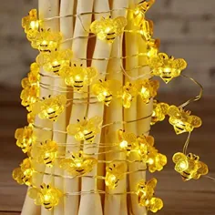 تحت تأثیر تزئینات Life Fall String Lights، Honey Bee Wire نقره ای انعطاف پذیر 10 فوت 40 باتری LED با کنترل از راه دور با تایمر کم نور برای فضای باز ، داخلی ، عروسی ، پاییز ، جشن تولد کار می کند