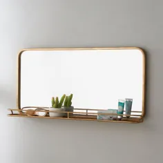 آینه فلزی با قفسه - بزرگ