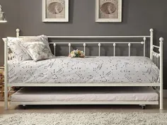 تختخواب سفید فلزی با Trundle